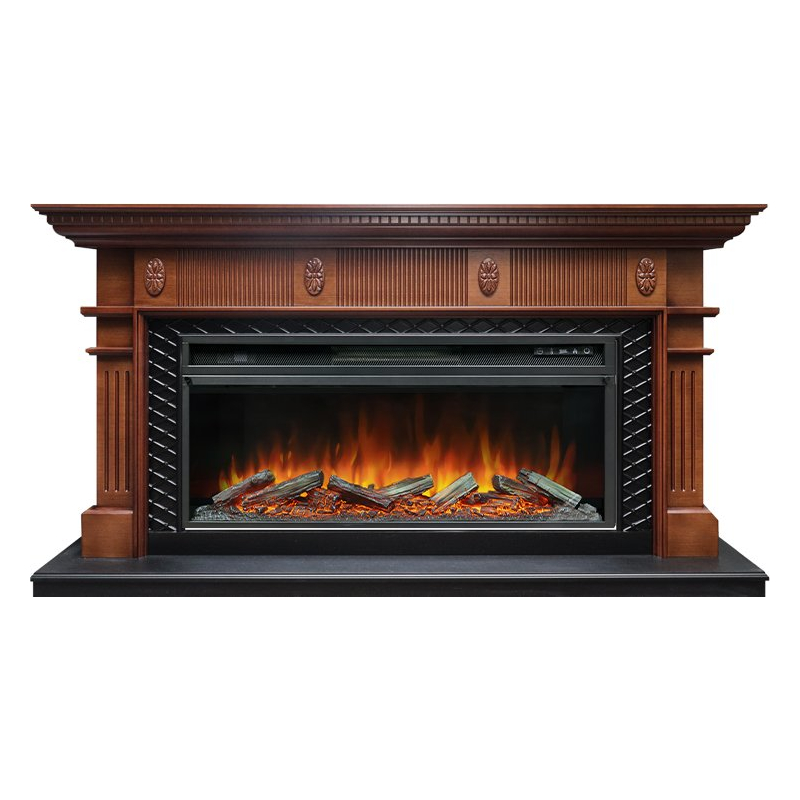 Каминокомплект Carlyle - Орех с черным с очагом Vision 42 LOG LED. Royal Flame