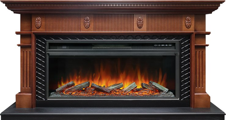 Каминокомплект Carlyle - Орех с черным с очагом Vision 42 LOG LED. Royal Flame купить в Москве