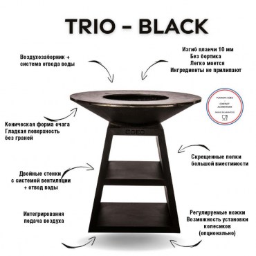 TRIO 98 - Черная сталь (Высота 100, без роликов)
